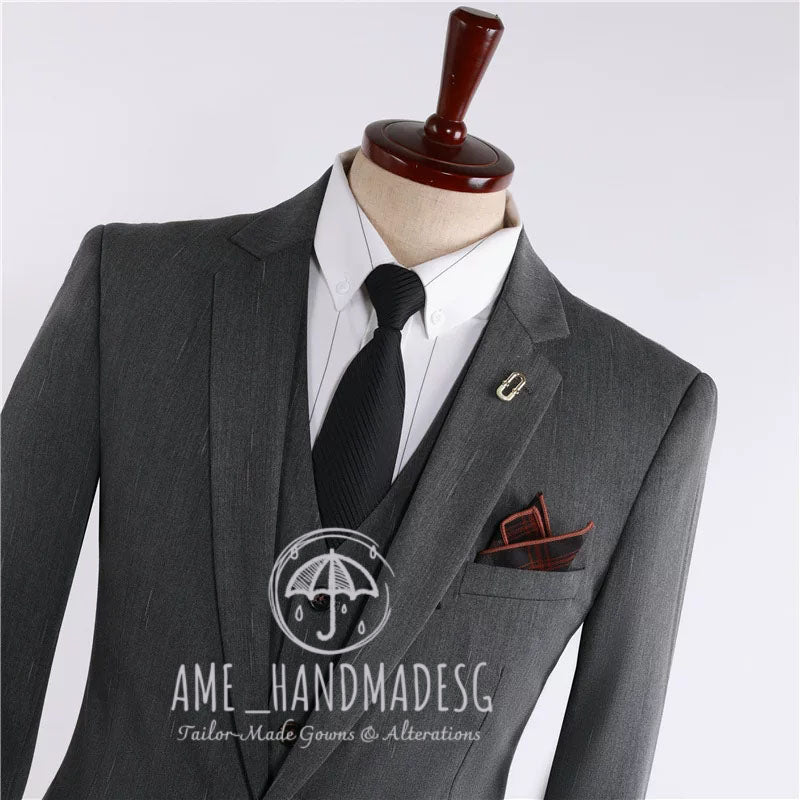 Suits men's British business casual shooting star striped suit three-piece suit groom wedding dress