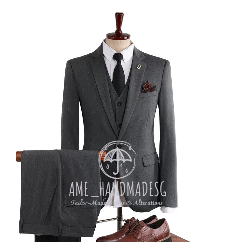 Suits men's British business casual shooting star striped suit three-piece suit groom wedding dress