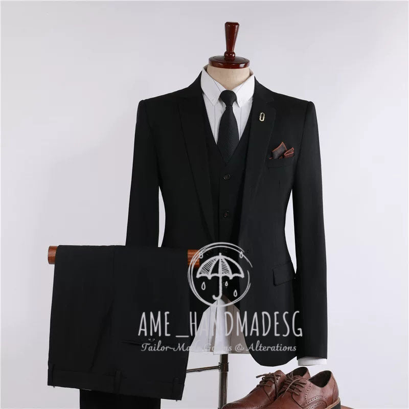Suits men's British business casual shooting star striped suit three-piece suit groom wedding dress