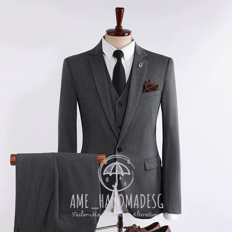 Suits men's British business casual shooting star striped suit three-piece suit groom wedding dress