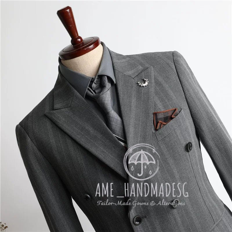 Suits for men, British style, handsome business double-breasted suits, three-piece suits, groom wedding dresses