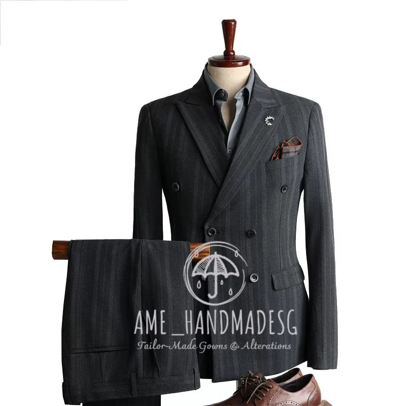 Suits for men, British style, handsome business double-breasted suits, three-piece suits, groom wedding dresses
