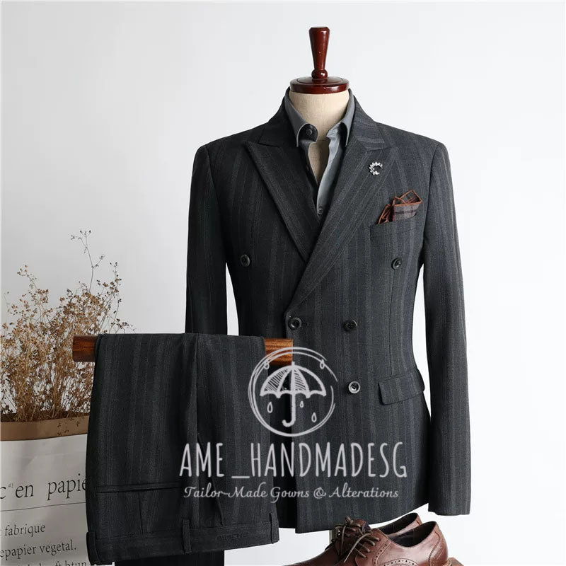 Suits for men, British style, handsome business double-breasted suits, three-piece suits, groom wedding dresses