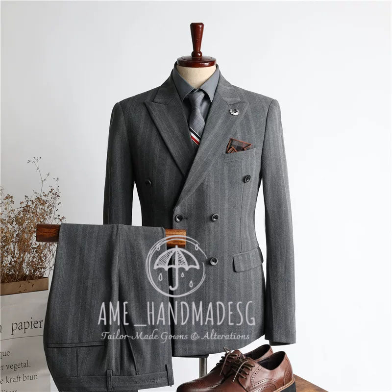 Suits for men, British style, handsome business double-breasted suits, three-piece suits, groom wedding dresses