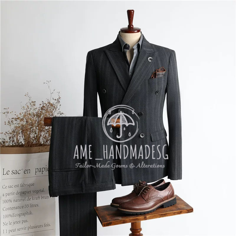 Suits for men, British style, handsome business double-breasted suits, three-piece suits, groom wedding dresses