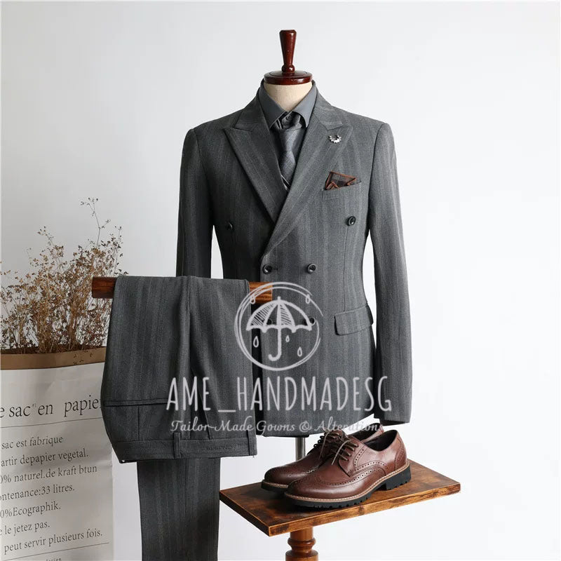 Suits for men, British style, handsome business double-breasted suits, three-piece suits, groom wedding dresses
