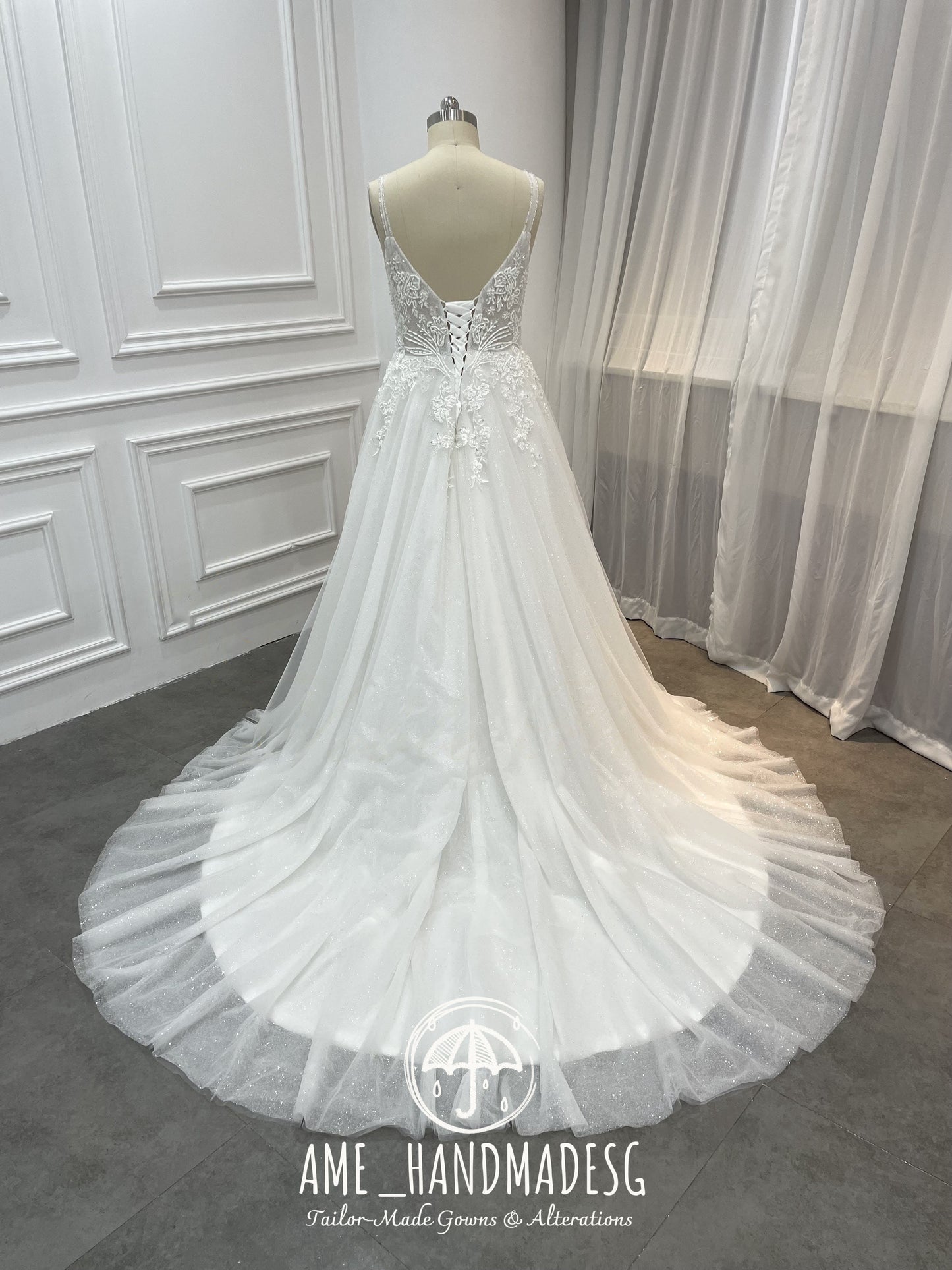 Whispering Bloom Illusion Lace A-Line Wedding Gown