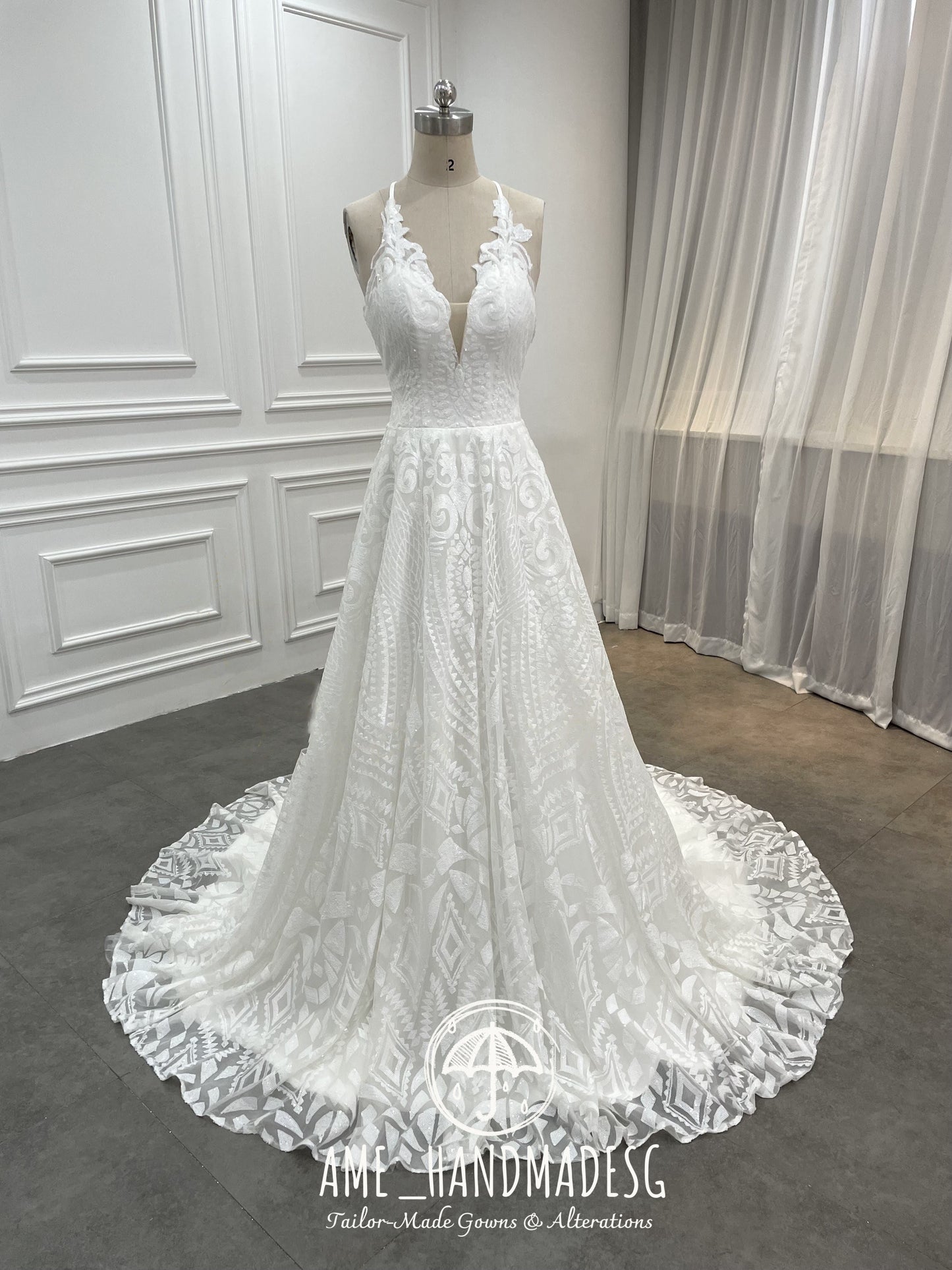 Ethereal Elegance Illusion Lace A-Line Wedding Dress