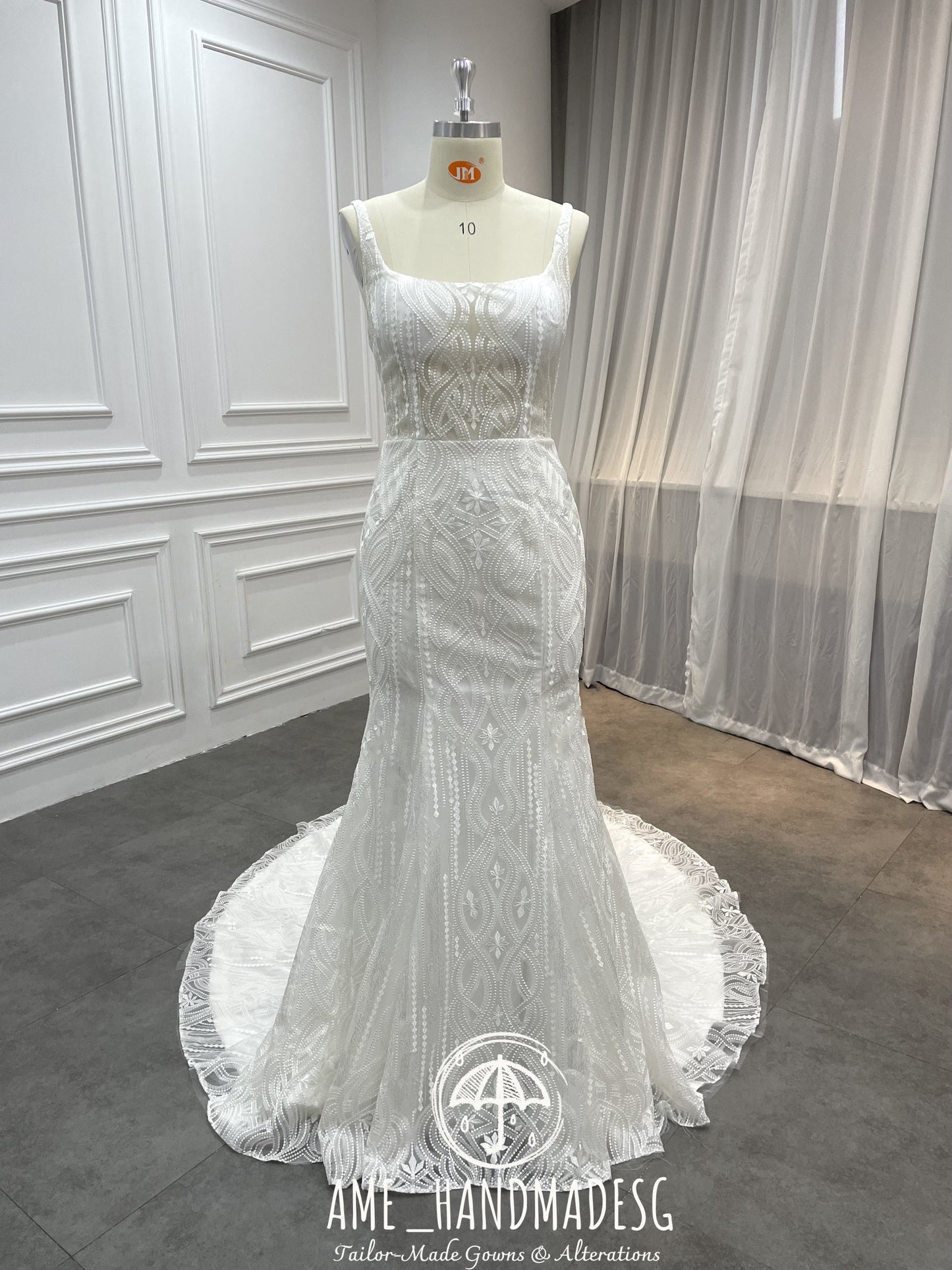 Ethereal Grace Lace Mermaid Wedding Gown