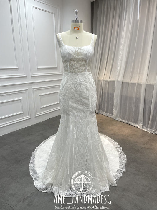Ethereal Grace Lace Mermaid Wedding Gown
