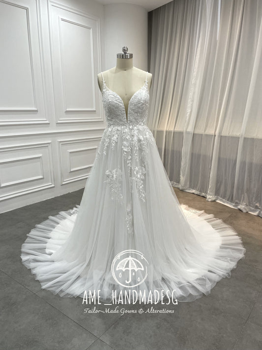 Whispering Blooms Tulle A-Line Wedding Gown