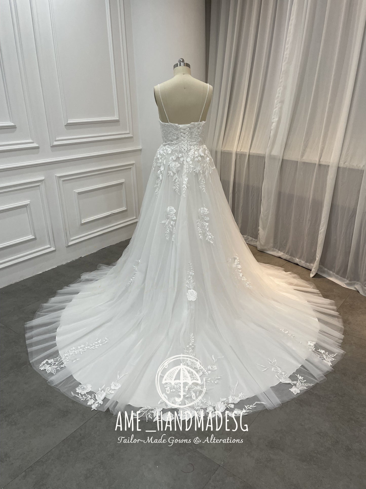 Whispering Blooms Tulle A-Line Wedding Gown