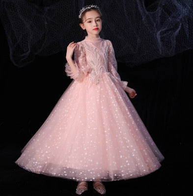 Elegant Princess Wedding Dress for Children's Piano Performance & Catwalk