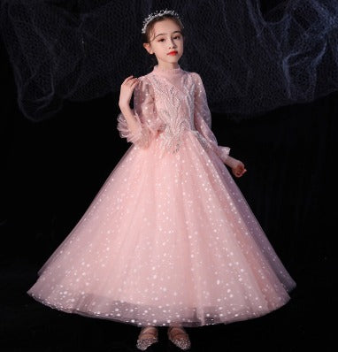 Elegant Princess Wedding Dress for Children's Piano Performance & Catwalk