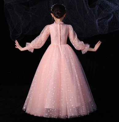 Elegant Princess Wedding Dress for Children's Piano Performance & Catwalk