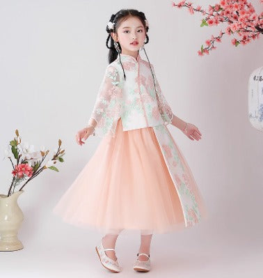 Traditional Chinese Hanfu Summer Dress for Children - Elegant Cultural Clothing