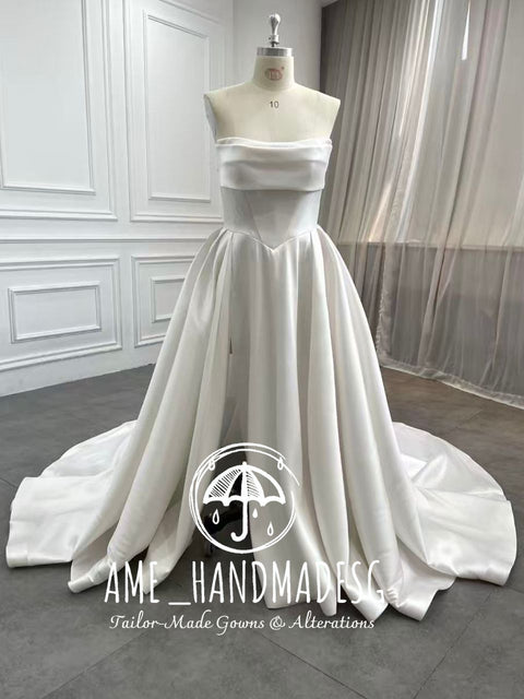 Timeless Elegance Strapless Satin Ball Gown