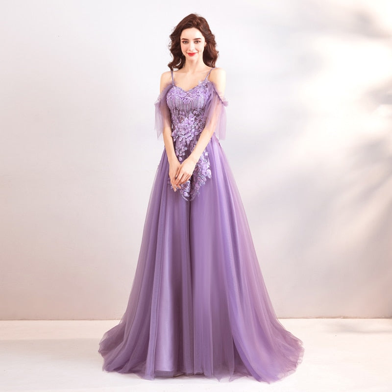 Purple Evening Dress Strapless A-line Tulle Party Evening Dresses Sex Ame_handmadesg Purple Evening Dress Strapless A-line Tulle Party Evening Dresses Sex Ame_handmadesg