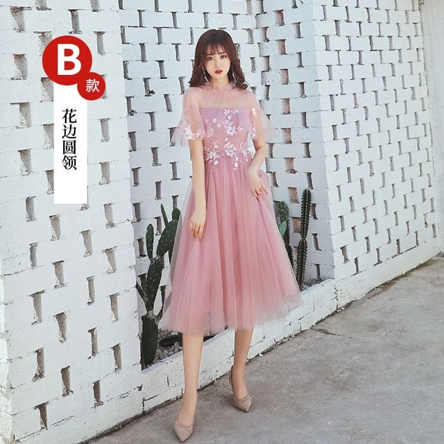 A line Lace Dark Pink Bridesmaid Dresses Short for Women Plus Size Wedding Party Prom Girl Guest Dresses