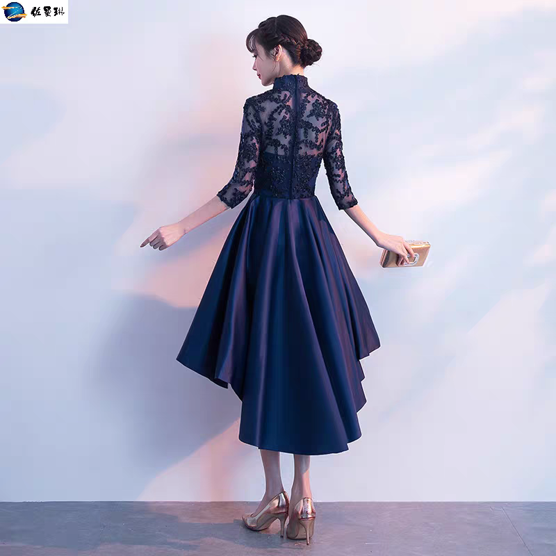 EG-SALE-AME-00106 Dress New summer banquet party elegant host short front long back temperament celebrity slim evening dress