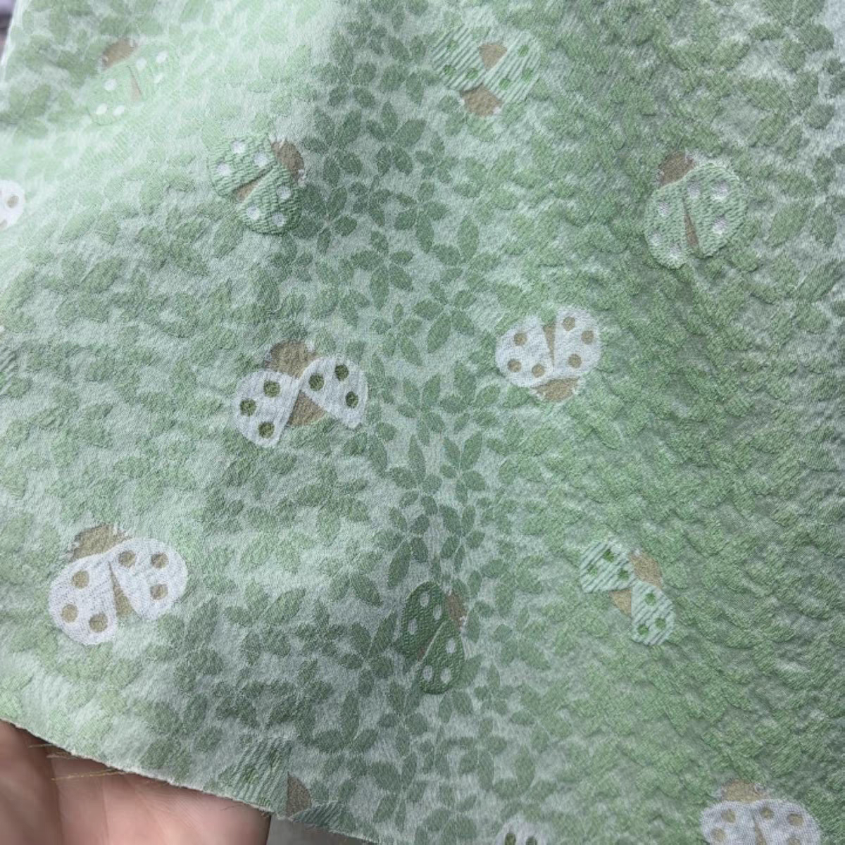 FAB-BROC-017 Spring and summer new green scarab beetle yarn-dyed jacquard fabric dress children's suit children's dress fashion cloth DIY