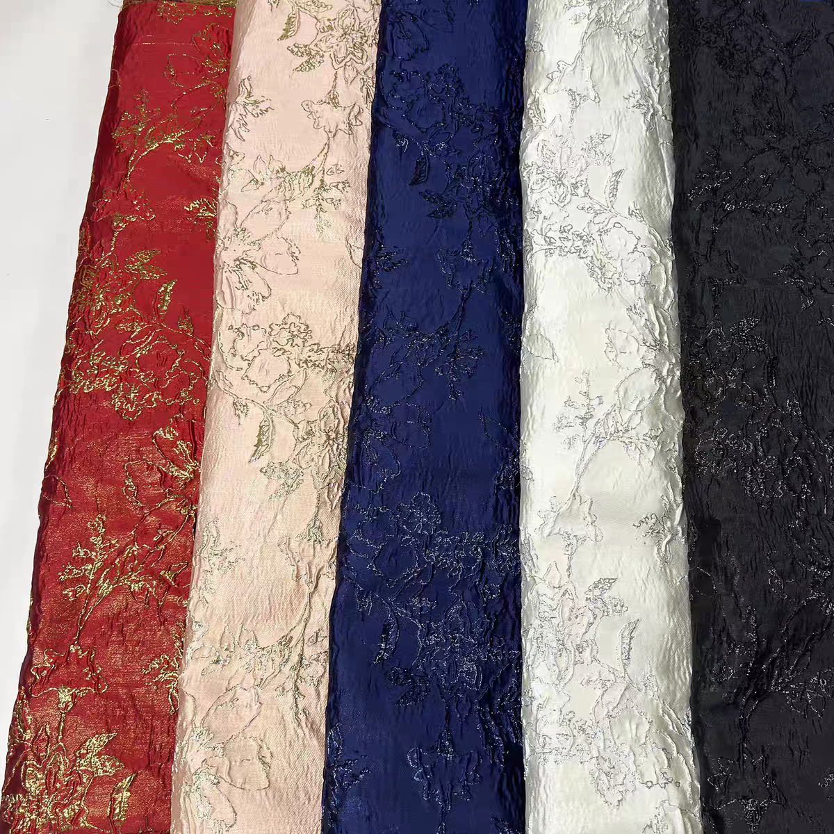 FAB-BROC-026 European and American spring and summer gold jacquard performance dress fabric puffy skirt concave and convex three-dimensional dark pattern fashion fabric customization