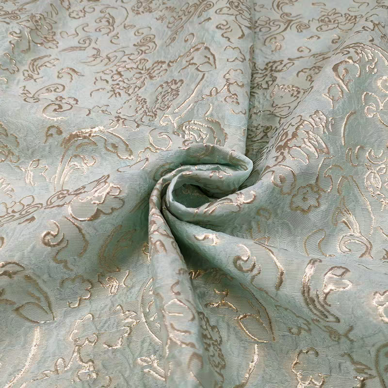 FAB-BROC-025 French gold luxury gold yarn-dyed dark pattern jacquard fabric spring and summer big swing dress dress fabric high-end