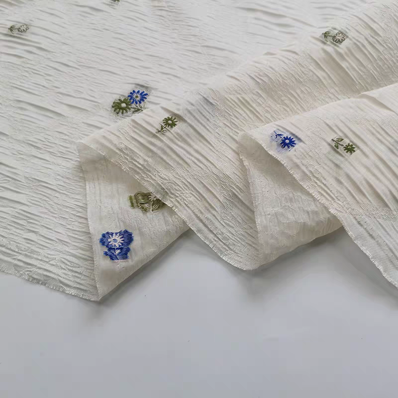 FAB-BROC-005 Spring and summer transparent thin organza yarn-dyed cut flower fabric princess skirt wedding dress women's jacquard small fresh fabric