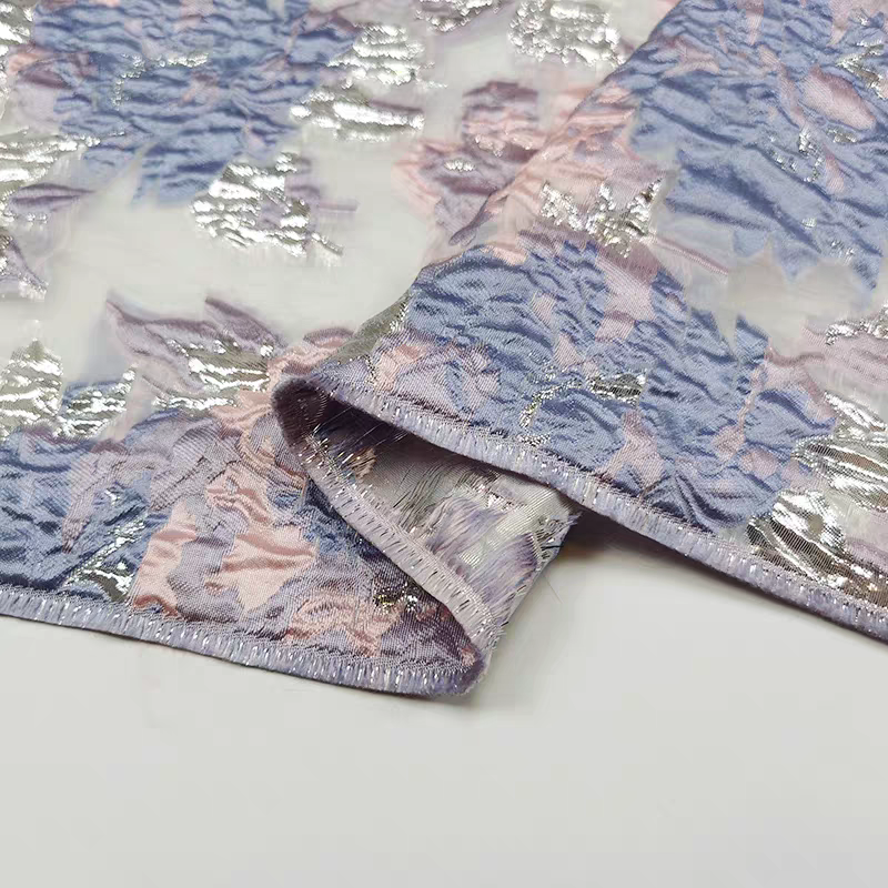 FAB-BROC-008 New Chinese spring and summer gold silk organza cut flower fabric breathable horse face skirt cheongsam jacquard national costume fabric