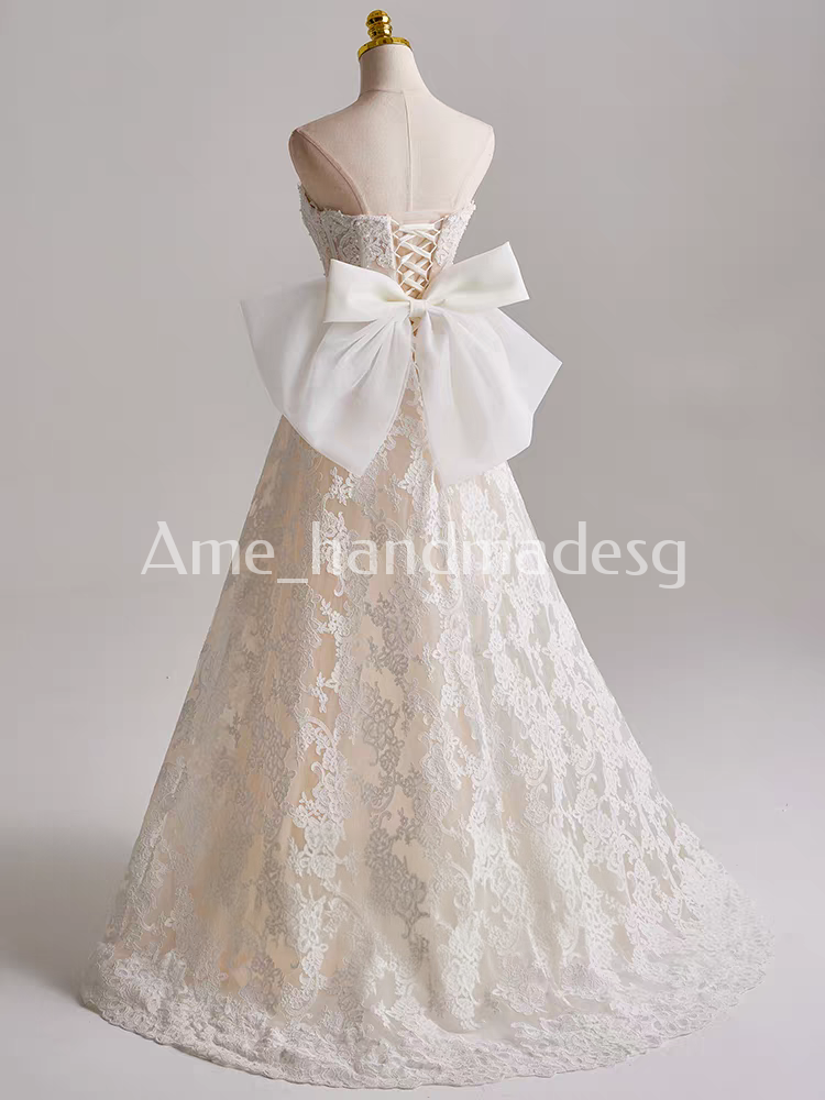 French retro lace light wedding dress bride high-grade tube top slimming out of the door temperament super fairy welcoming dress female