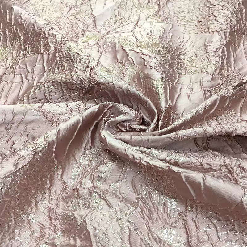 FAB-BROC-016 Spring and Autumn European style three-dimensional relief silver silk dark pattern jacquard fabric dress A-line skirt clothing fabric high-grade crisp