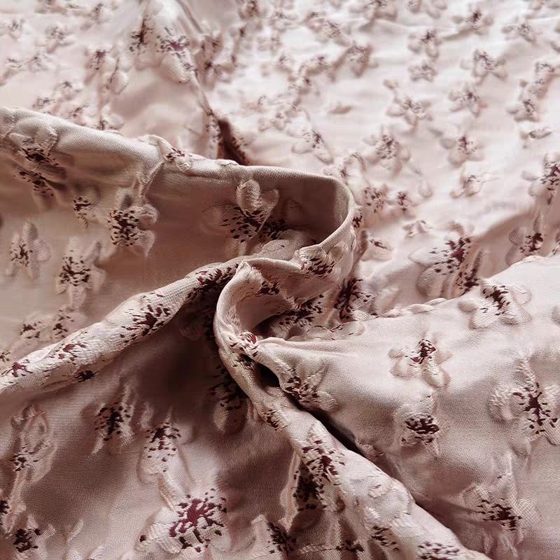 FAB-BROC-014 Tokyo cherry blossom three-dimensional relief jacquard bubble skirt fabric spring and summer windbreaker suit high-end custom clothing fabric