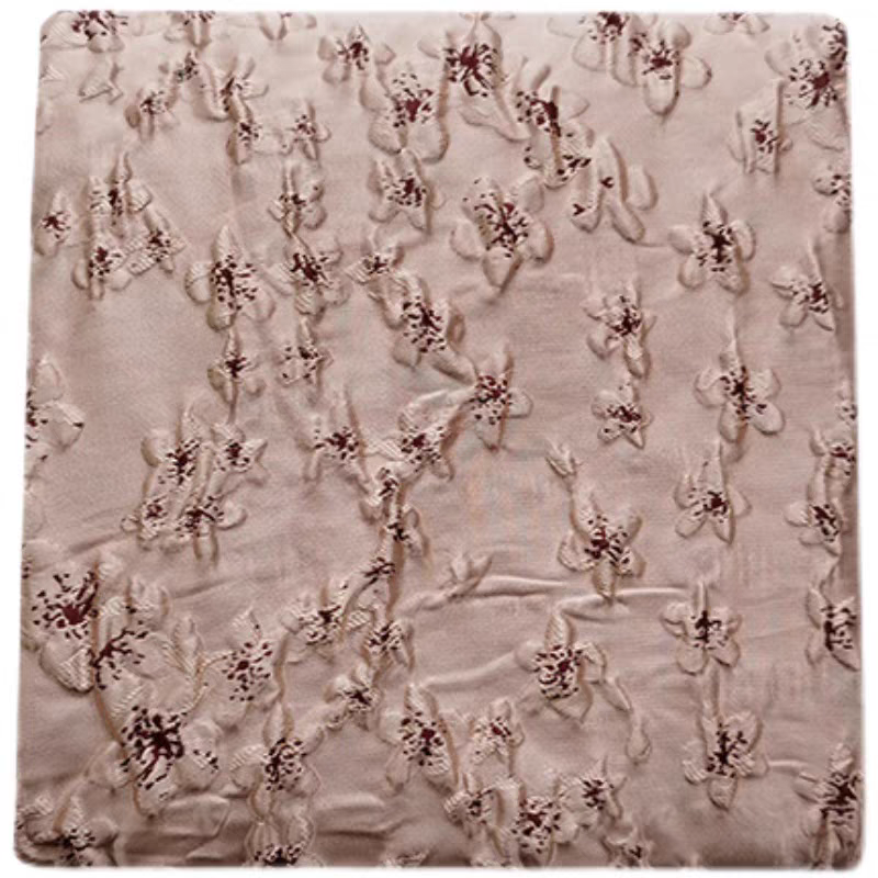 FAB-BROC-014 Tokyo cherry blossom three-dimensional relief jacquard bubble skirt fabric spring and summer windbreaker suit high-end custom clothing fabric