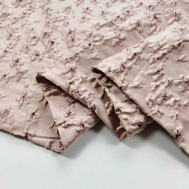 FAB-BROC-014 Tokyo cherry blossom three-dimensional relief jacquard bubble skirt fabric spring and summer windbreaker suit high-end custom clothing fabric