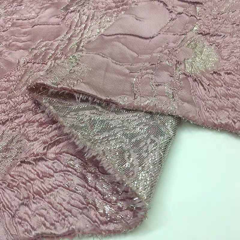 FAB-BROC-016 Spring and Autumn European style three-dimensional relief silver silk dark pattern jacquard fabric dress A-line skirt clothing fabric high-grade crisp