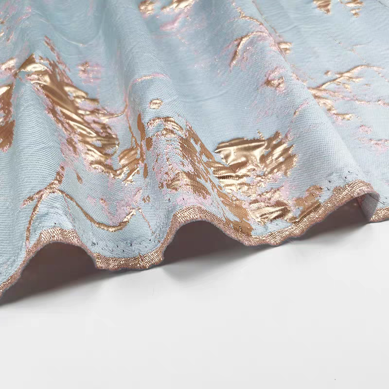 FAB-BROC-022 High-grade golden silk wax plum jacquard dress fabric summer dress brocade improved cheongsam Hanfu fabric