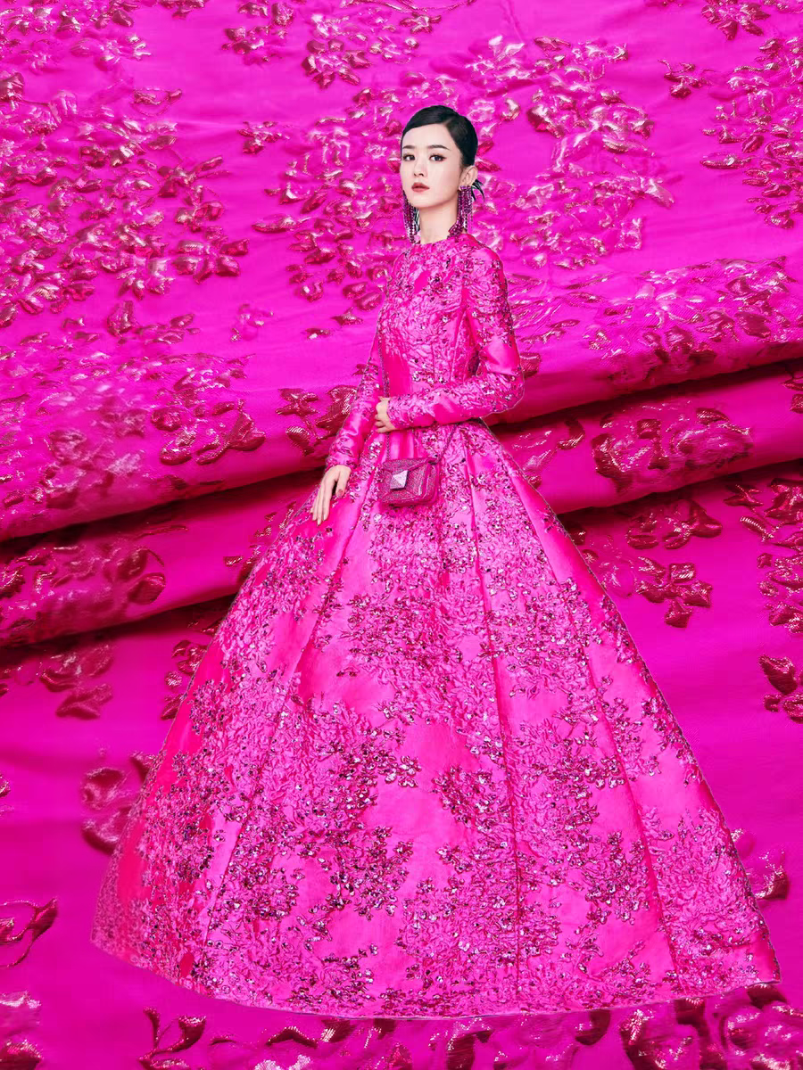 FAB-BROC-001 European and American fashion show high-end gold jacquard dress fabric puffy skirt performance costume brocade fashion fabric