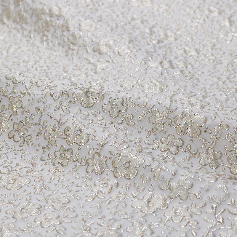 FAB-BROC-013 Autumn and winter jacquard fabric clothing fabric high-end imported gold and silver silk dress windbreaker jacket small Chanel style fabric