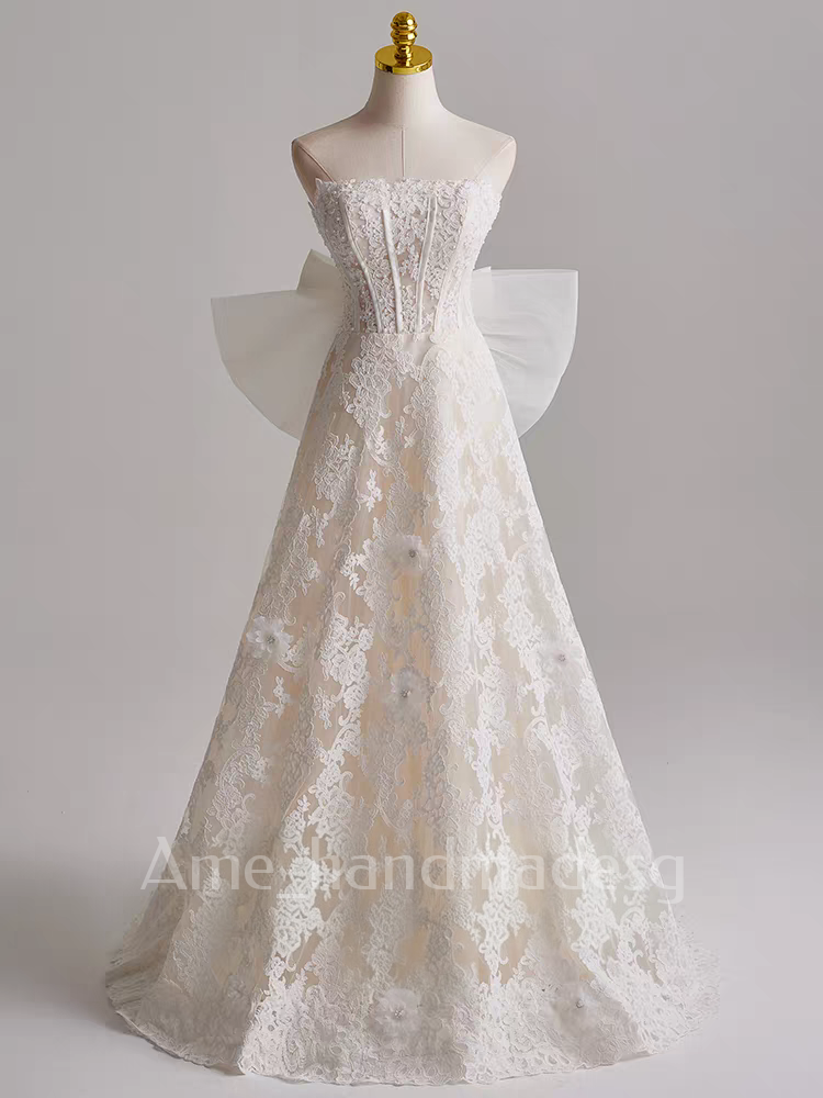 French retro lace light wedding dress bride high-grade tube top slimming out of the door temperament super fairy welcoming dress female