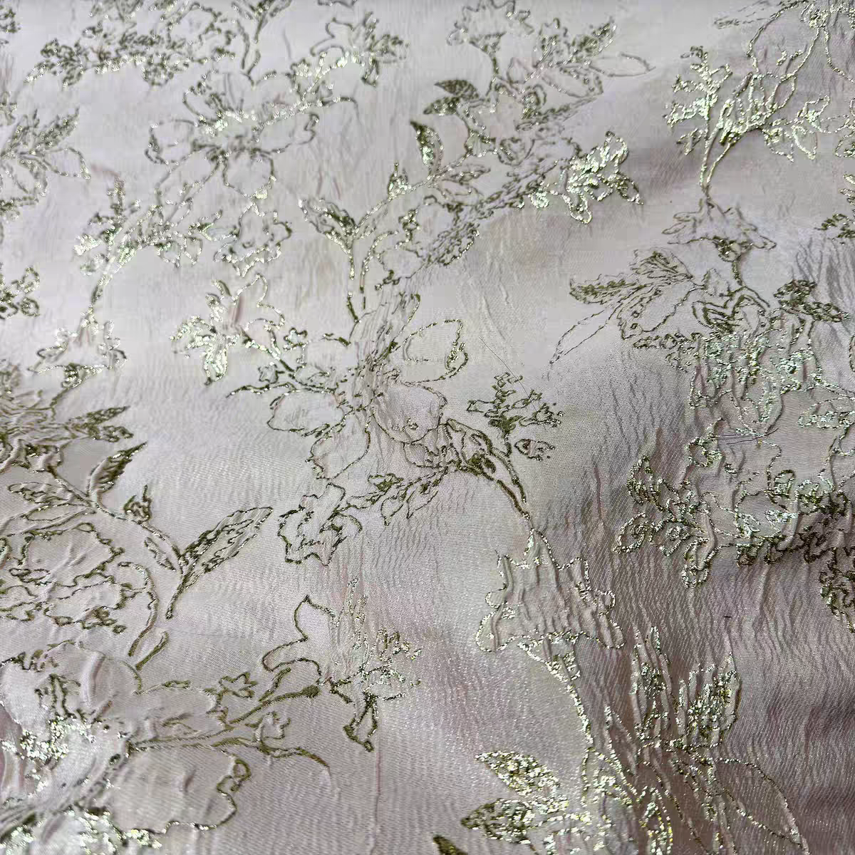 FAB-BROC-026 European and American spring and summer gold jacquard performance dress fabric puffy skirt concave and convex three-dimensional dark pattern fashion fabric customization