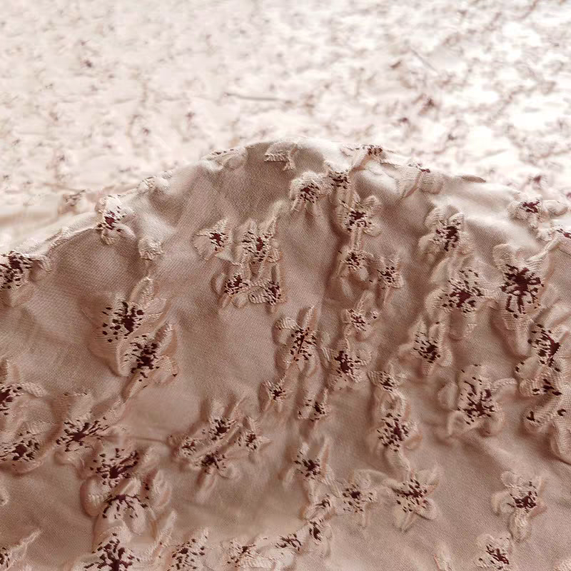 FAB-BROC-014 Tokyo cherry blossom three-dimensional relief jacquard bubble skirt fabric spring and summer windbreaker suit high-end custom clothing fabric