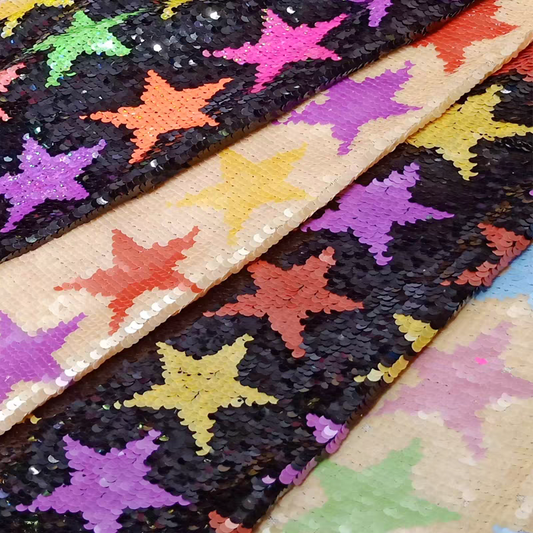 Sequin multi-color heavy industry laser five-pointed star flip fabric Internet celebrity wall background cloth shoe materials luggage DIY materials