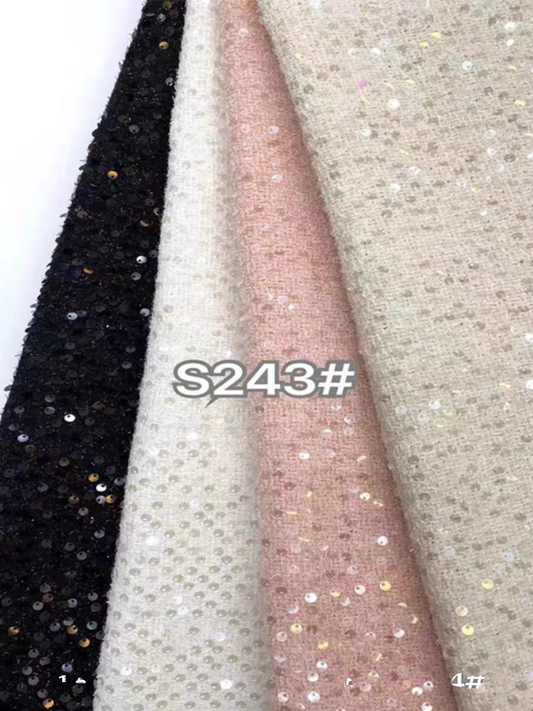 Woolen small fragrant style solid color sequined fabric fashionable simple vest jacket skirt suit DIY clothing design