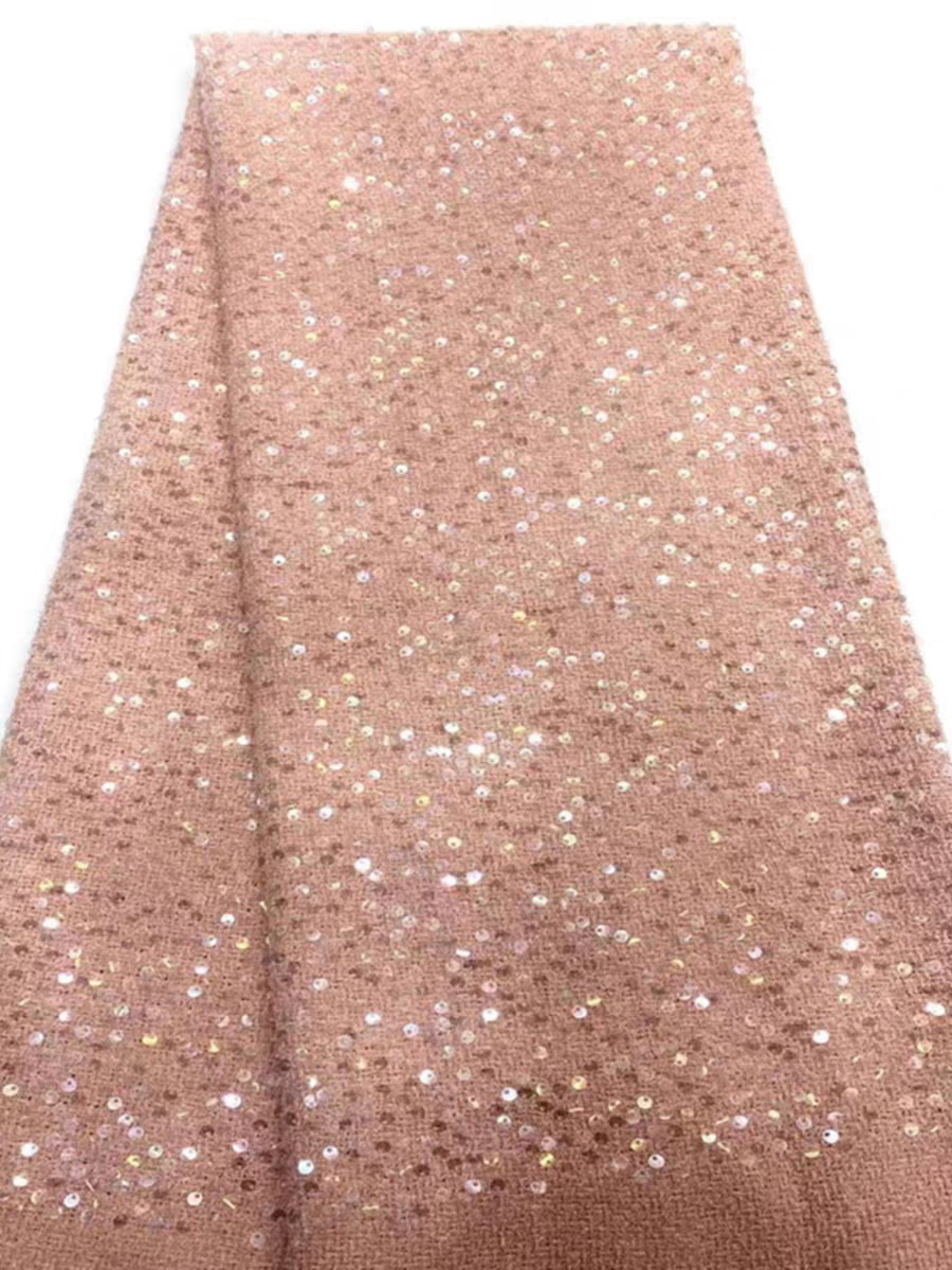 Woolen small fragrant style solid color sequined fabric fashionable simple vest jacket skirt suit DIY clothing design