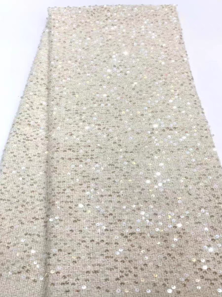 Woolen small fragrant style solid color sequined fabric fashionable simple vest jacket skirt suit DIY clothing design