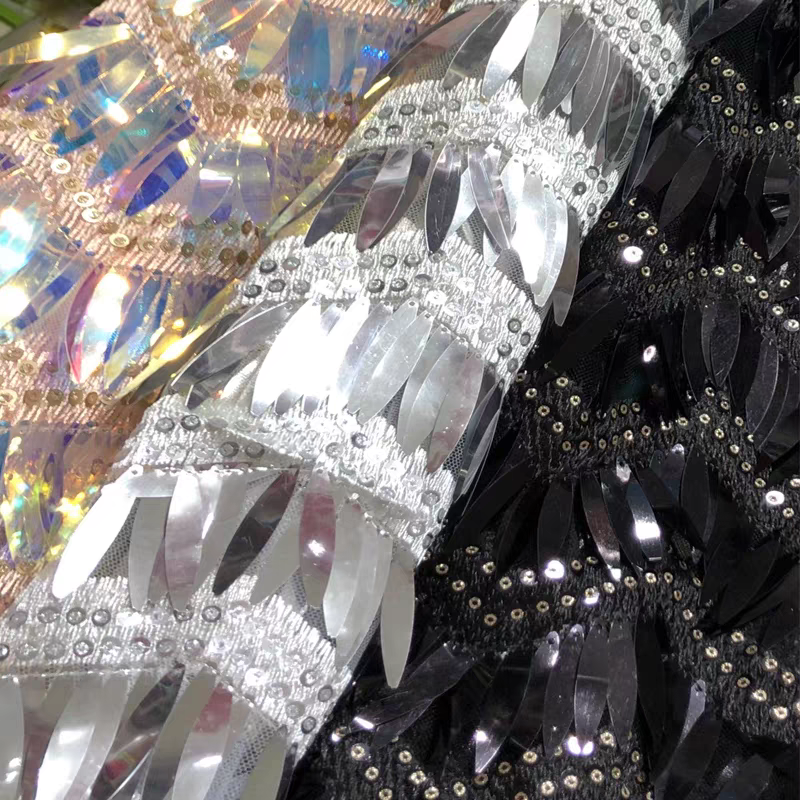 22 rows of wavy knife sequin fabric golden silver black DIY stage performance clothing fashion dress dress