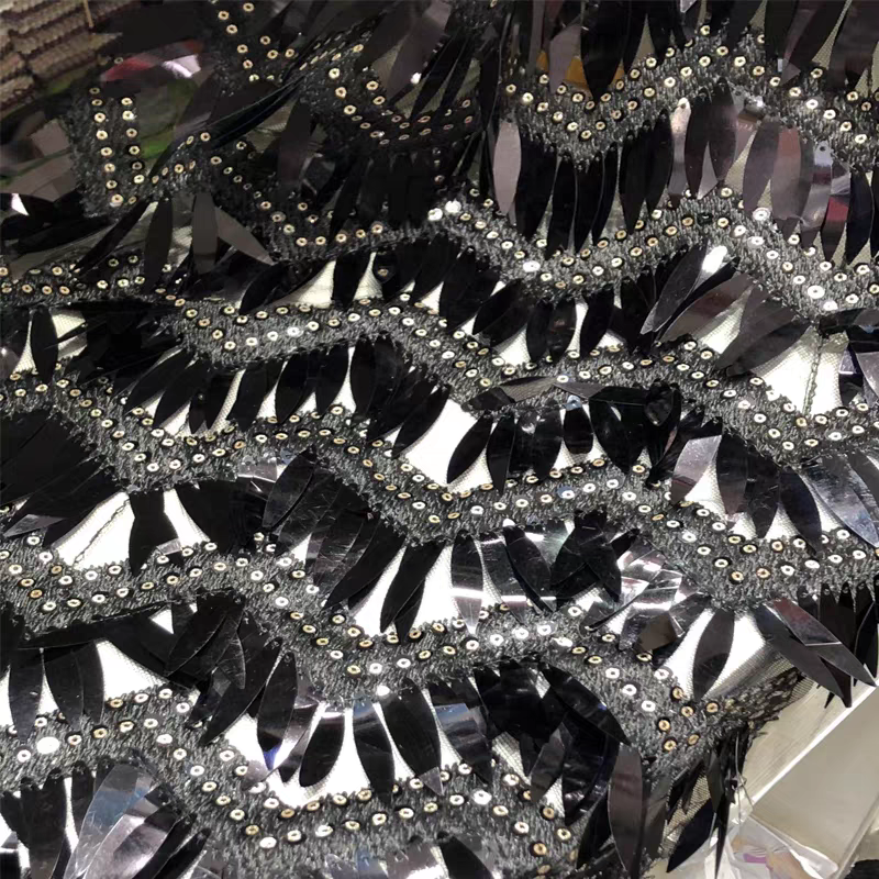 22 rows of wavy knife sequin fabric golden silver black DIY stage performance clothing fashion dress dress