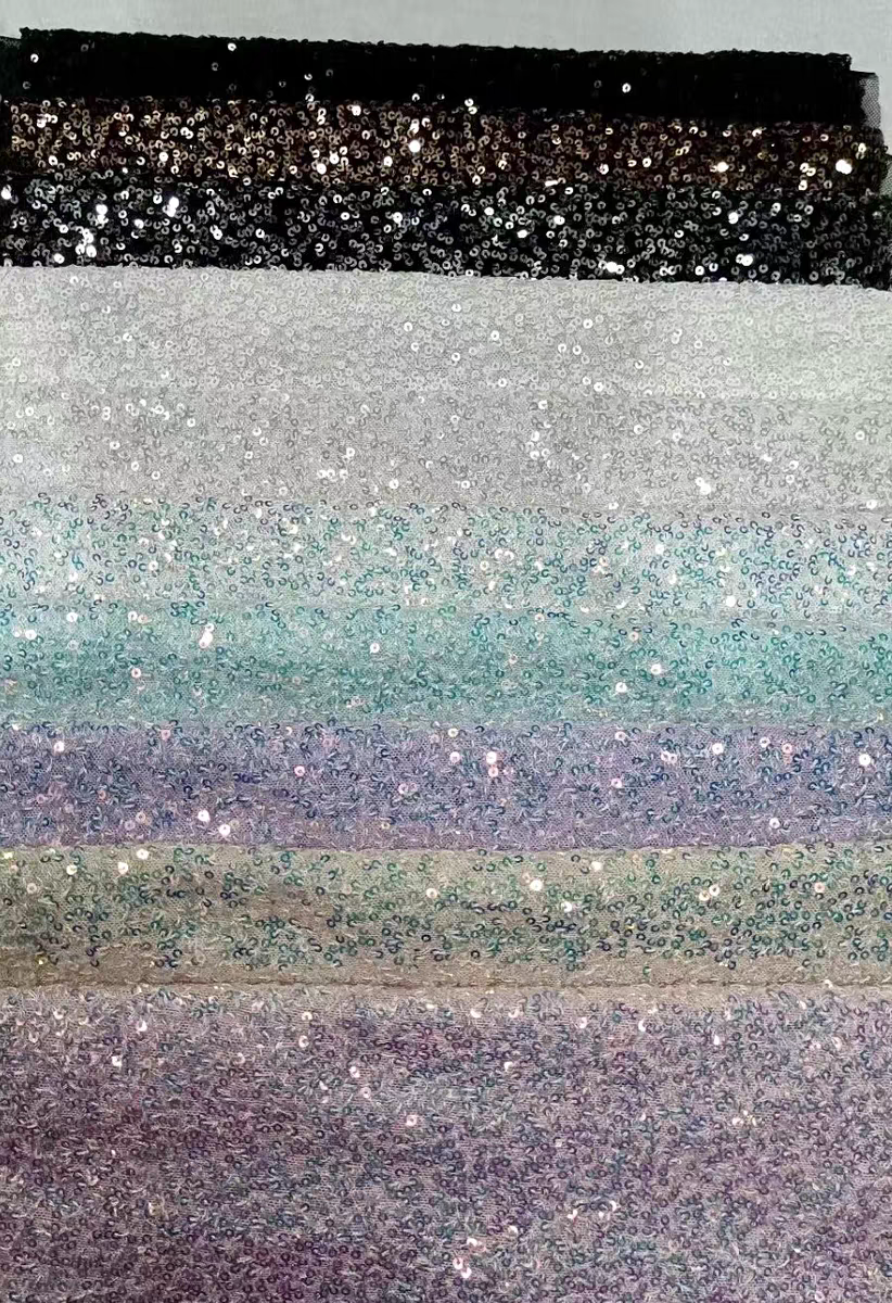 Squiggle stretch mesh polyester sequin fabric fashionable trendy performance dress dress stage wedding costume design