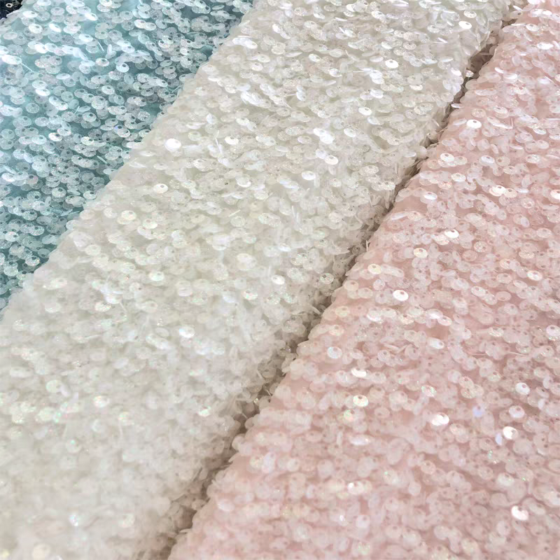 Chiffon sequin fabric sprinkled with powder sequins children's clothing performance fashion designer dress dress background cloth DIY