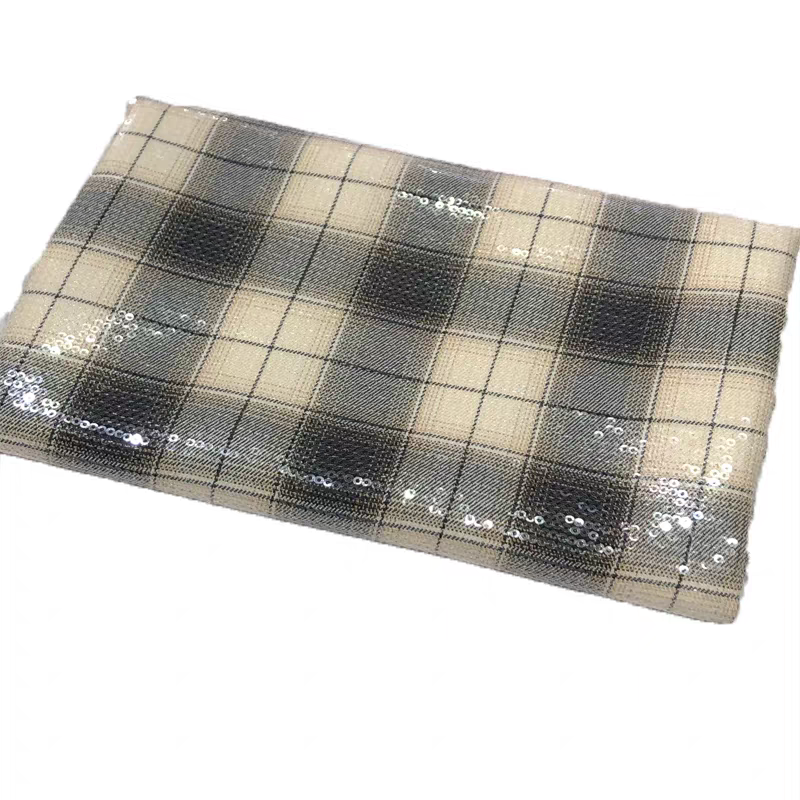 TR large plaid new product transparent sequin embroidered yarn-dyed fabric clothing vest jacket pleated skirt handmade diy